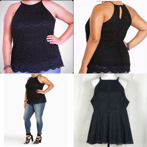 TORRID Black Lace Tank Keyhole Back Torrid Size 1